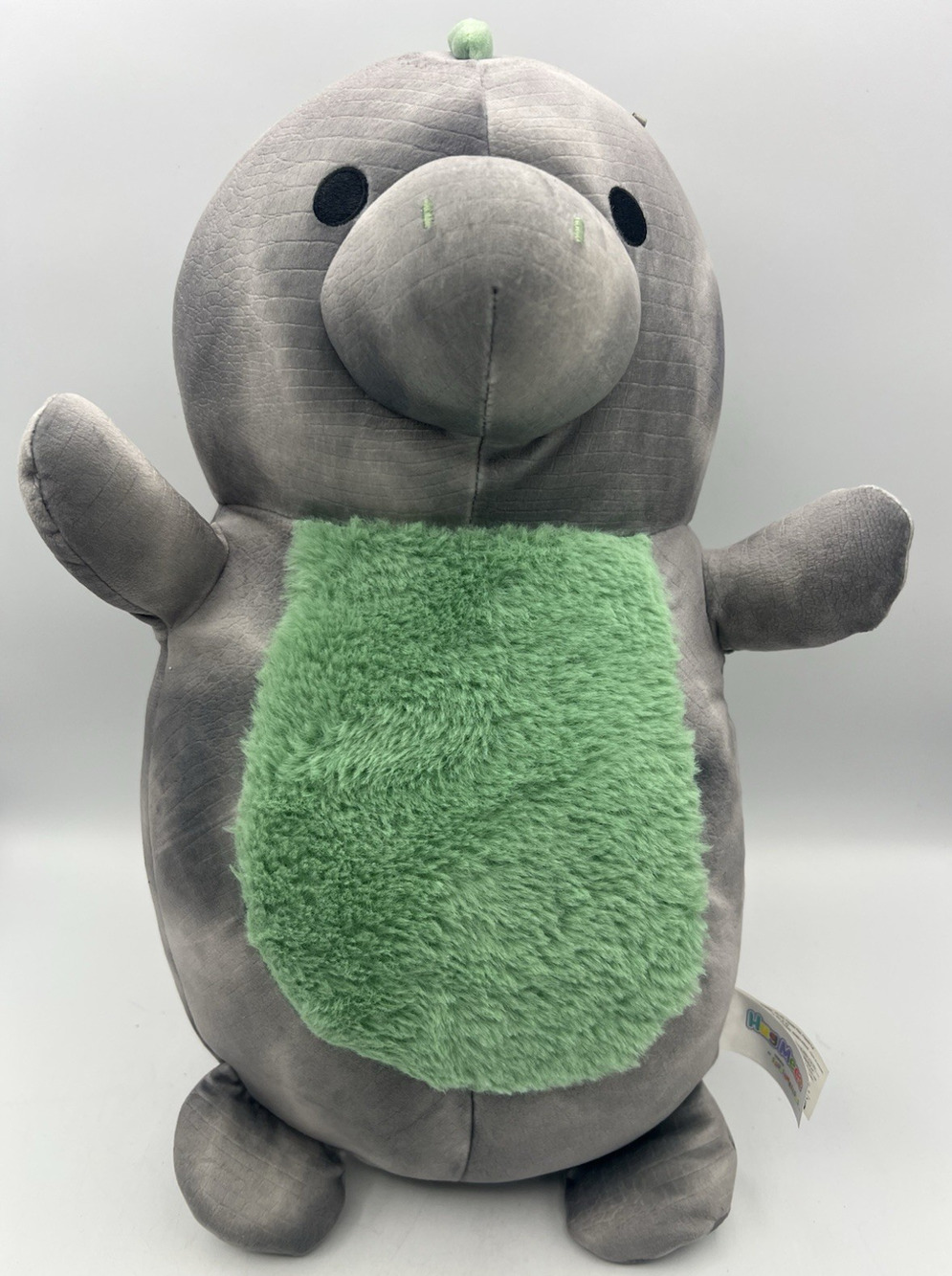 Squishmallows HugMee Gray Dinosaur Plush Green Belly Stuffed Animal Toy
